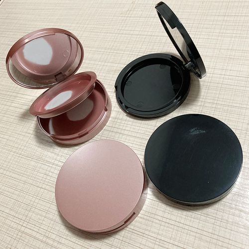 瑕疵处理59mm粉饼盒空盒圆形单层双层高光盒带镜 diy粉饼压盘工具