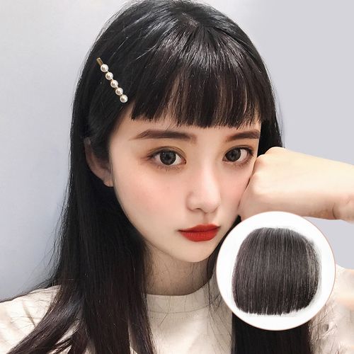 漫画刘海假发女中厚一刀切二次元真发齐刘海一片式