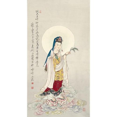 古代名画复制夏荆山观音103佛画禅画佛像唐卡菩萨国画微喷装饰画