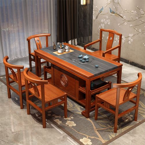 实木茶桌椅组合办公室花梨木 红木功夫茶台一套 阳台家用茶几桌椅