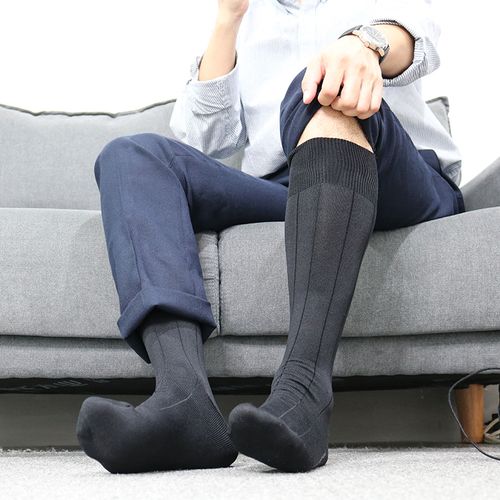 沫梵先生socks高筒速干薄款商务袜宽条竖纹性男袜皮鞋黑袜