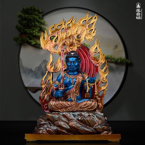 不动明王铜像 不动尊菩萨佛像供奉纯铜彩绘居家摆件生肖鸡守护神