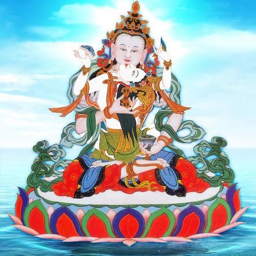 双身金刚萨埵佛像双运金刚萨垛画像观图藏唐卡相纸双面塑封