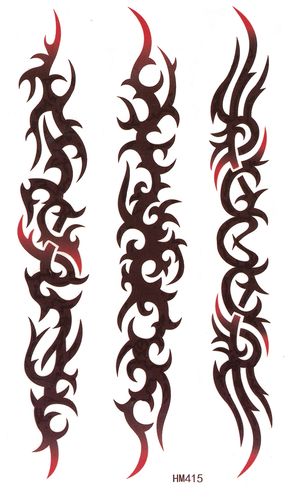 创意图腾纹身贴纸防水男女一次性持久欧美长条腰贴手臂贴