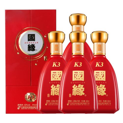 今世缘国缘k3整箱 柔雅型白酒 42度500ml*4