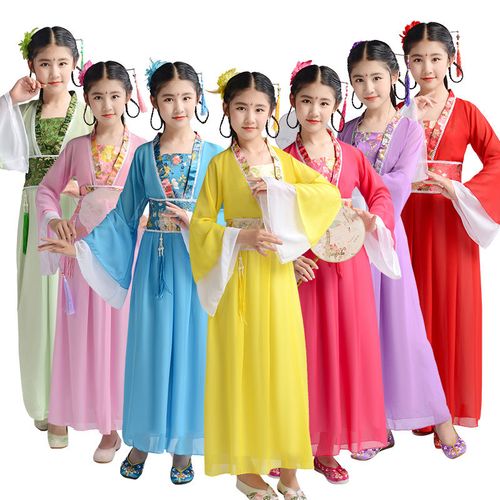 新款儿童古装小七仙女公主裙古筝表演服女孩古代唐装汉服贵妃服