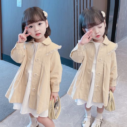 三到四至五岁小女孩春季衣服女童中长款外套上衣2女宝宝洋气1风衣