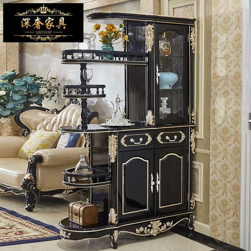 深奢家具欧式门厅柜黑檀隔断柜玄关酒柜轻奢鞋柜屏风装饰柜储物柜