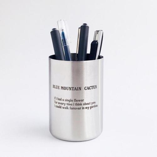 北欧简约英文字母工业风金属风拉丝304不锈钢笔筒办公