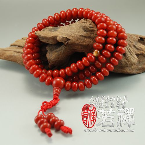 【若禅】天然红菩提根佛珠手串108颗算盘珠7*9/8*6/10*8mm~超润