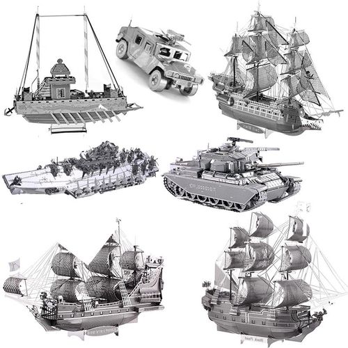 全金属 大号黑珍珠号玩具3d拼装模型纳米立体拼图加勒比海盗船