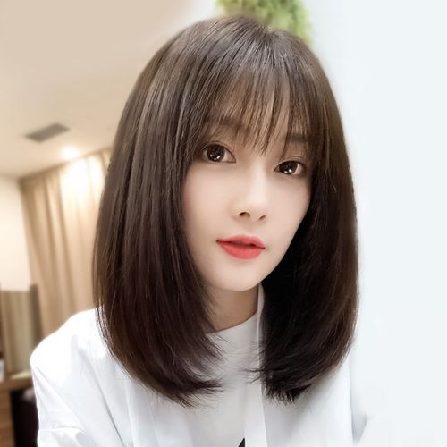 假发女发型夏季自然中发型网红真人发丝长发圆脸锁骨
