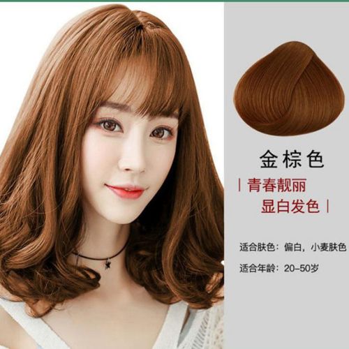 泡泡染蓝黑色发剂上色快自己染时尚潮流葡萄紫栗棕色金棕色酒红 金