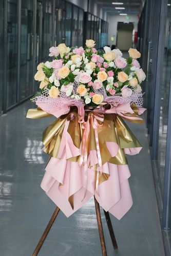 无锡实体花店同城配送开业乔迁庆典香槟玫瑰开业花篮【一个】