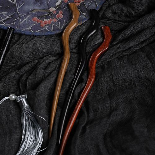 天枝绿檀发簪簪子木质盘发木头手工古风檀木绿日常木制简约盘玩女