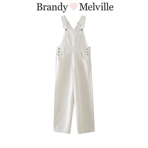 brandy melville背带裤女新款韩版减龄直筒时尚显瘦 bm牛仔吊带裤