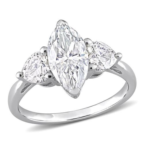 amour戒指|silver 2 1/2 ct dew created white moissanite 3-stone