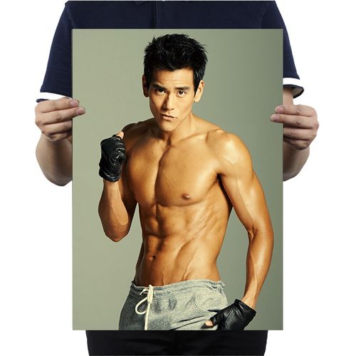 彭于晏海报画复古牛皮纸宿舍卧室墙贴健身馆肌肉男励志 c402 彭于晏