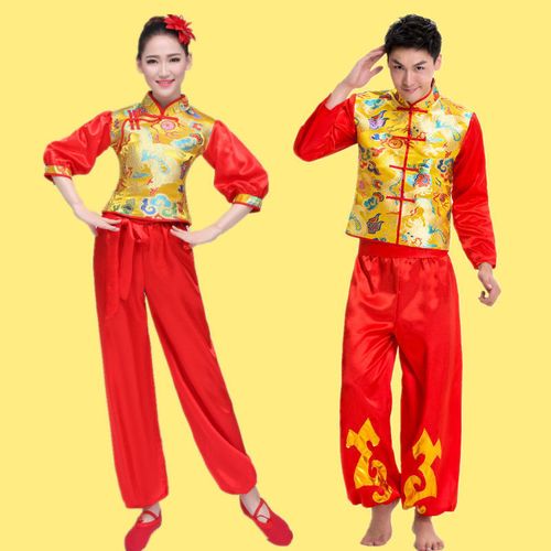 腰鼓服装女演出服锣鼓队服装中国风民族舞蹈表演服舞龙舞狮服装