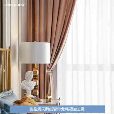茱萸粉色天鹅绒窗帘2020流行真丝绒复古轻奢卧室少女窗帘遮光绒布