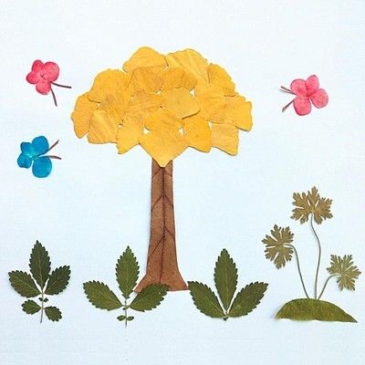 小学贴画真树叶树叶创意画成品diy粘贴画材料幼儿园儿童生手工