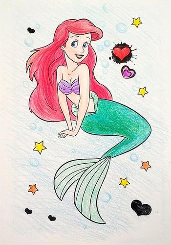 嘉则涂涂画画小美人鱼涂色画 3-6岁儿童填色本女孩幼儿园涂鸦本未