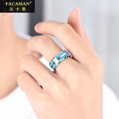 法卡曼facaman轻奢品牌澳宝石钨金戒指男士个性单身戒子炫酷潮流时尚