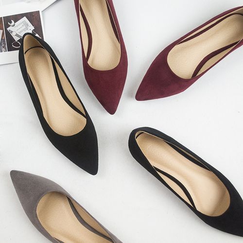 2021春秋新款尖头平底鞋黑色红色秋鞋40平跟41单鞋42