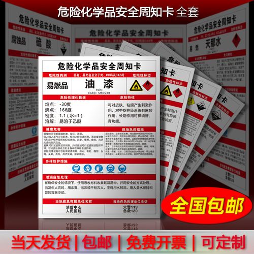 油漆安全周知卡危险化学品仓库标识牌定做乙炔乙醇盐酸硫酸标志牌