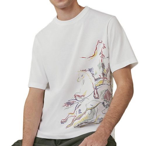 hermes/爱马仕 22年早春新款 男士白色纯棉印花t恤h257830ha903xl