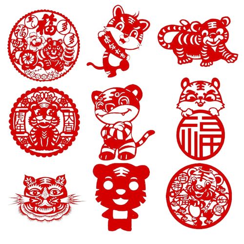 虎年2022剪纸刻纸成品手工学生校园新年窗花图稿