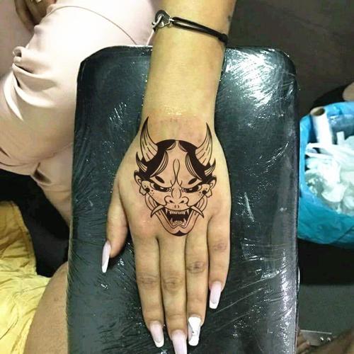 手背纹身贴防水男女骷髅手图腾持久玫瑰花女社会暗黑般若手指刺青