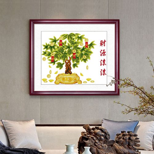 摇钱树十字绣2021新款绣财源滚滚线绣绣发财树手工刺绣客厅小件画