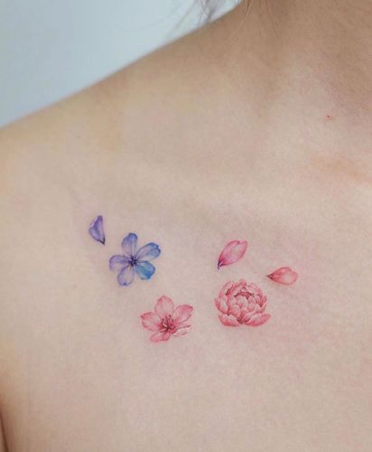 今日之星清新樱花花朵纹身贴防水女持久胸部锁骨性感小图案贴纸