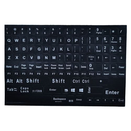 全键盘英文黑底白字透明底橙字英文透明底白字电脑键盘按键字母补