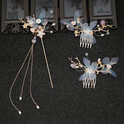 女童汉服头饰儿童超仙流苏步摇古代发饰插梳发钗古风