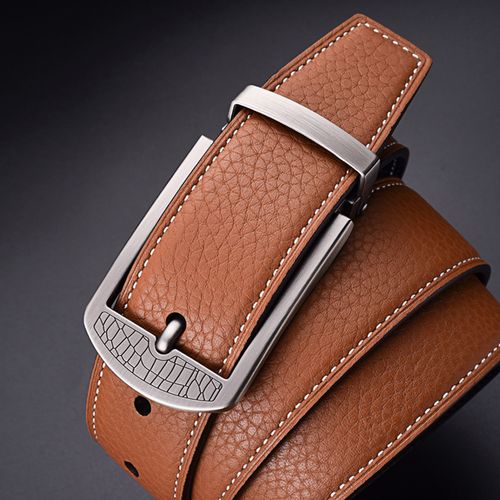 双面 皮带男士真皮青年针扣棕黄色荔枝纹头层牛皮休闲牛仔腰带650