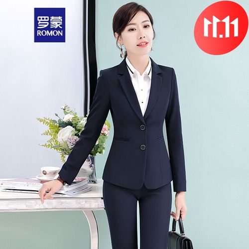 罗蒙西服套装女黑色时尚休闲2020秋冬韩版大码修身西装上衣商务正装