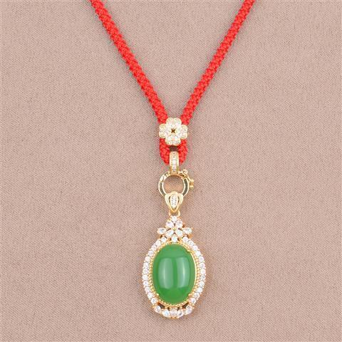 锆石四叶草吊坠挂绳翡翠玉坠玉佩挂坠项链绳子水晶项链绳男女 款式三