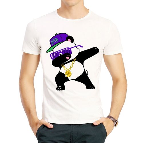 熊猫t恤衫白色短袖圆领儿童成人卡通衣服男女panda t-shirt hello