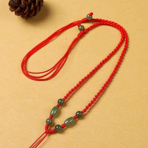 手编吊坠挂绳黄金玉石佛观音貔貅吊坠绳玉坠绳宝宝红绳项链绳男女