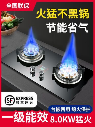 家用九腔鸳鸯猛火燃气灶台式嵌入式天然气灶液化气煤气灶双头灶具
