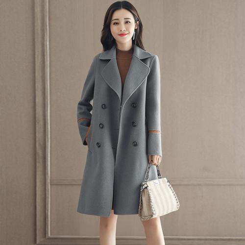 靓贝芬灰色毛呢外套女中长款25-35周岁女装秋冬新款