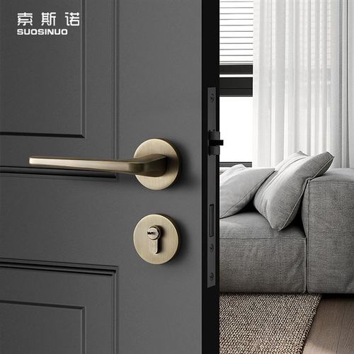 静音门锁卧室门锁室内房门锁家用北欧具门把手青古铜