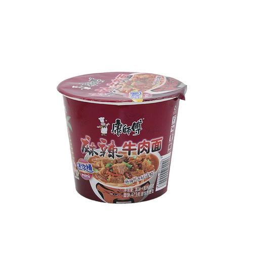 整箱包邮康师傅mini杯麻辣牛肉面66g 方便面 速食学生泡面