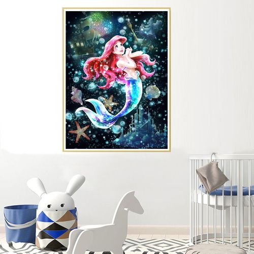 5d钻石画卡通动漫美人鱼点钻十字绣卧室儿童房床头画钻石绣满钻贴