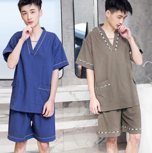 2021新款汗蒸服s男款高档桑拿服洗浴中心男士加肥加大浴服