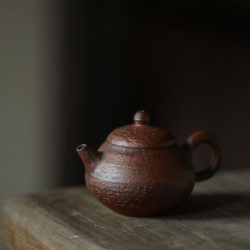 松风程伟手作纯手工茶壶紫砂壶紫泥锯钉包嘴手捏壶异型执把泡茶壶