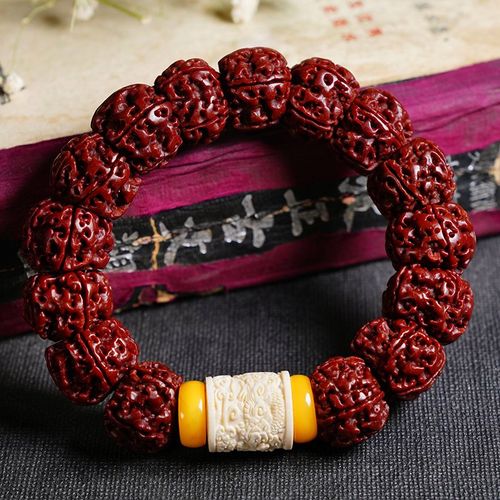 大金刚菩提子手串男佛珠藏式包浆红皮成品配饰文玩精品盘玩手持