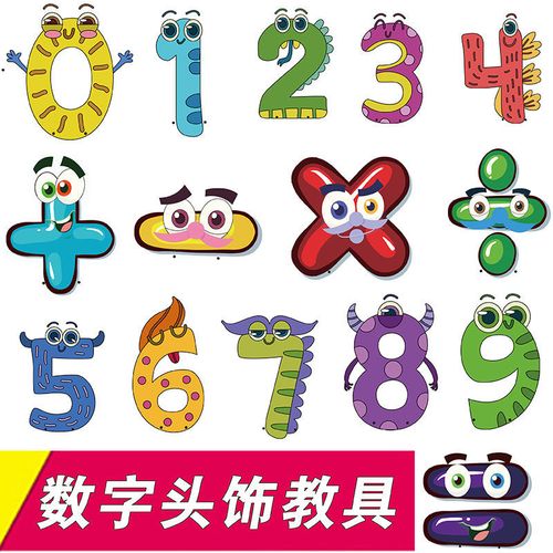 幼儿园小学生数学早教加减乘除运算数字头饰教具算术表演卡片道具